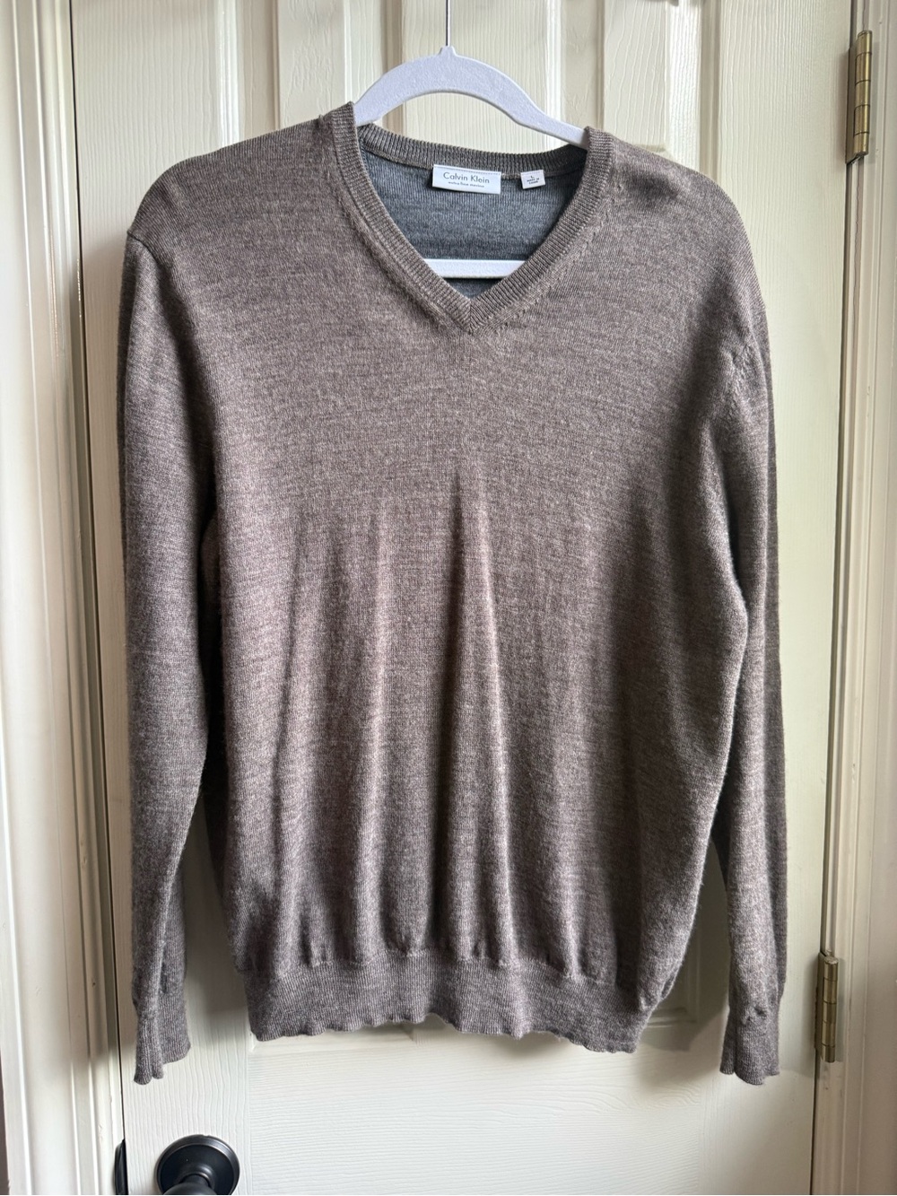 Calvin Klein Men's V-Neck Sweater in Taupe